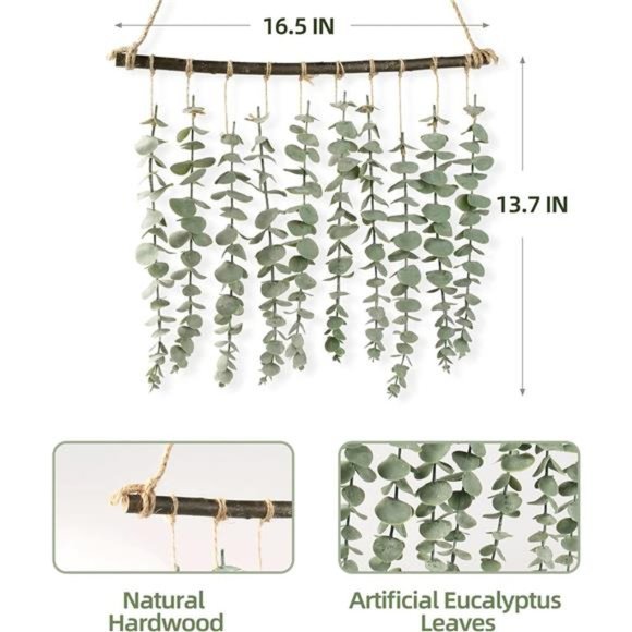 Artificial Eucalyptus Wall Hanging Decor, Fake Eucalyptus Leaves Greenery Vines - Picture 2 of 7